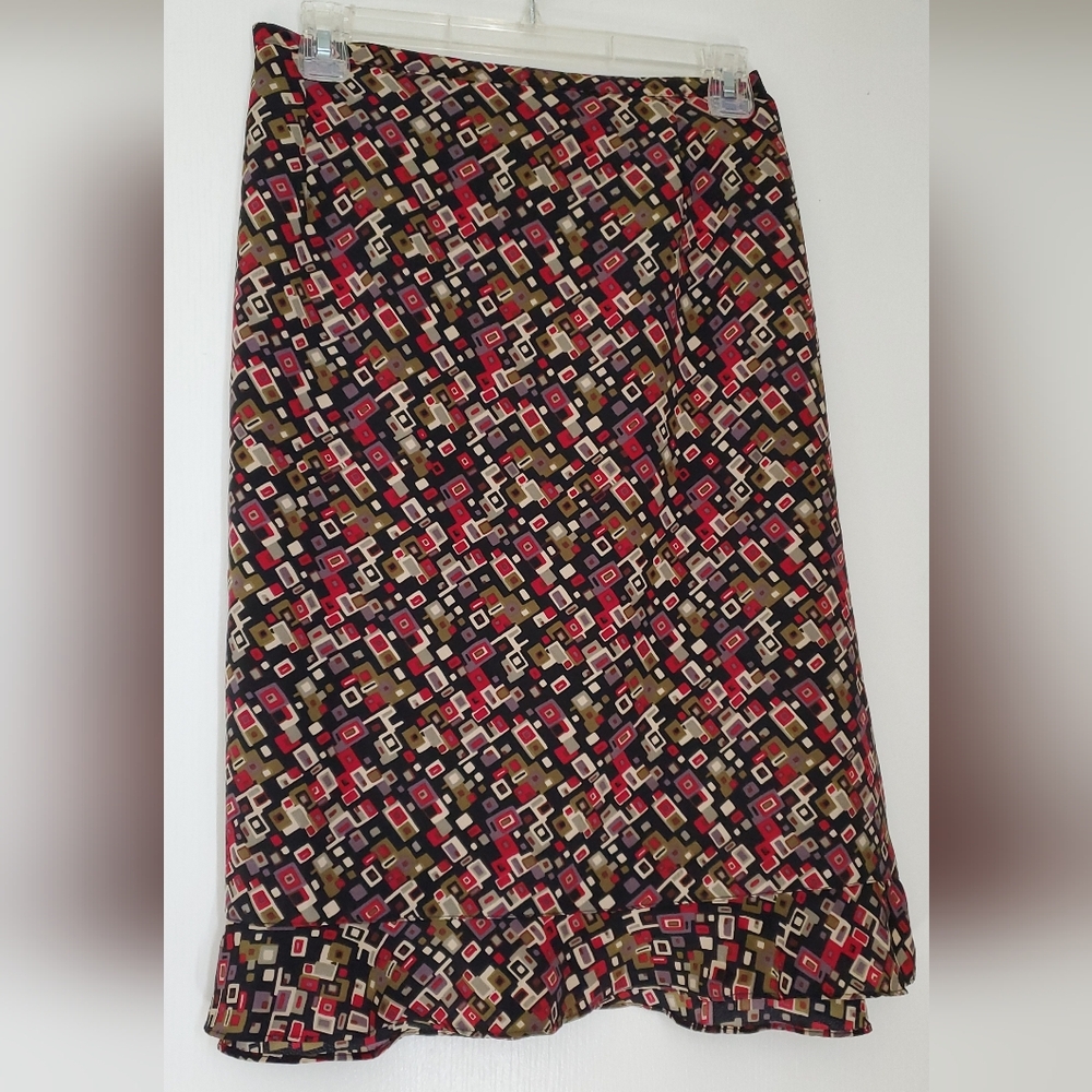 Sag Harbor Mad Men Retro Multicolor Geometric A-Line Skirt, XL, 14-16